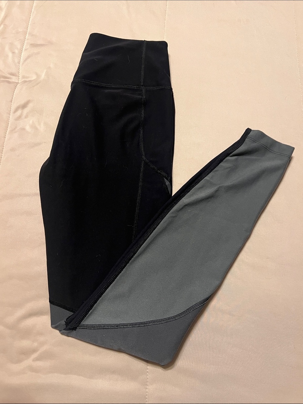 Women’s Nike Black Leggings with Gray Panel Accents